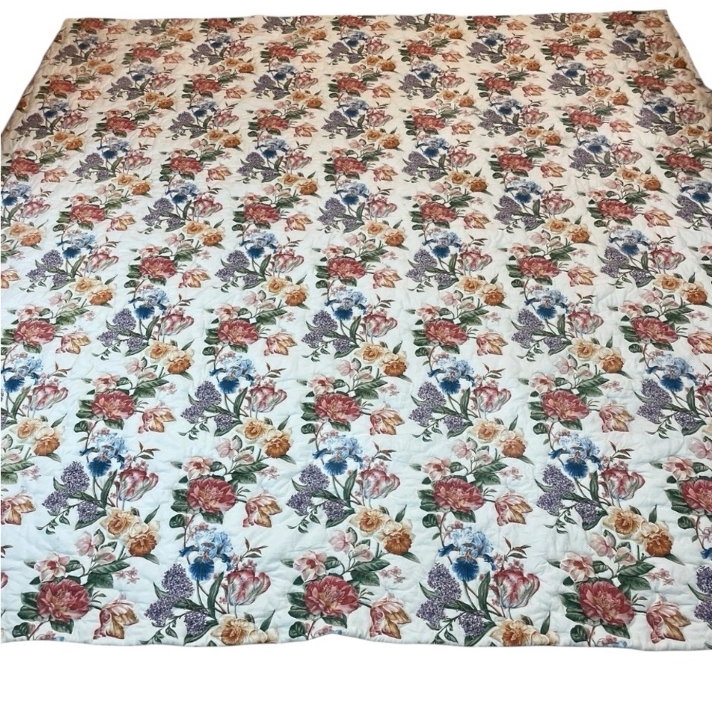 Waverly 5 PC Bedding King  Bedspread Pillow Sham Cotton Floral Cottage 119”x 116